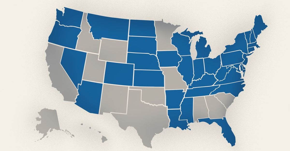 Picture of U.S. map showing 38 states and D.C. now have live and legal sports betting.