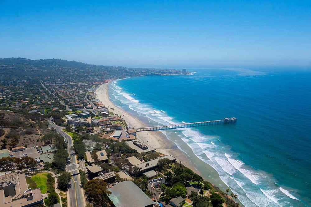 West coast from above San Diego